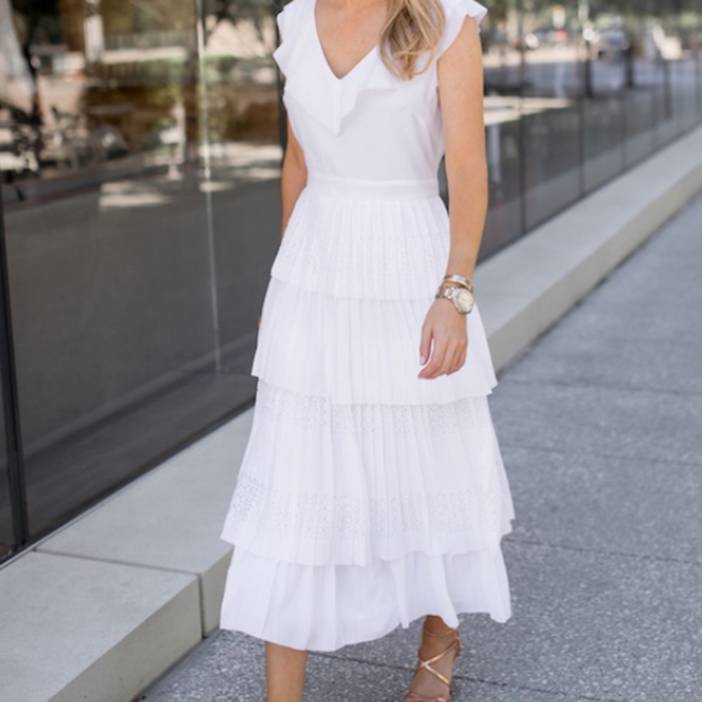 Banana Republic White Ruffle Dress